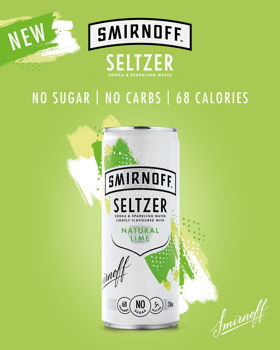 Picture of SMIRNOFF SELTZER NATURAL LIME NO SUGAR 5% 250ML 12 PACK CANS
