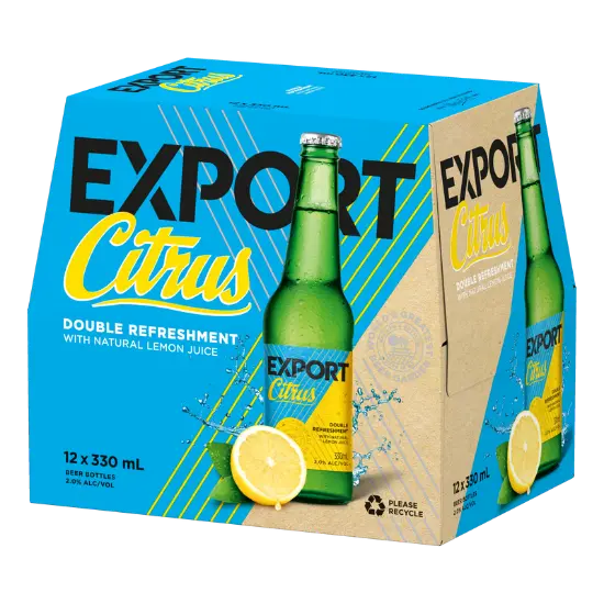 Export Citrus Lemon 2% Bottles 12pk 330ML